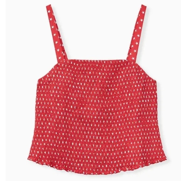 Torrid Women’s L Smocked Red & White Star Cami Tank Top, Torrid Tops - Picture 9 of 10